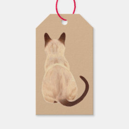 Étiquettes-cadeau Sasha Siamese Chat Personne Kitty Regardant l'art