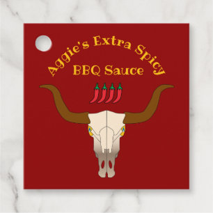 Étiquettes Cadeau Sauce barbecue au crâne de vache flamboyante