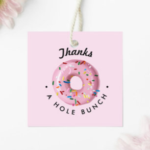 Étiquettes Cadeau Saupoudrer de beigne rose "Merci à un tas de trous