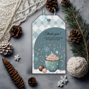 Étiquettes-cadeau Saupoudrer de cacao chaud Baby shower de flocons d