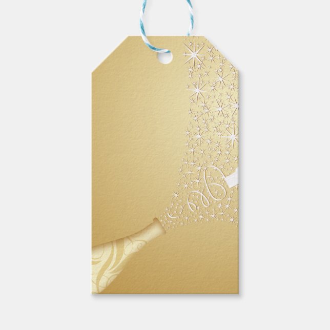 Étiquettes-cadeau Saupoudrer le champagne en or (Devant)