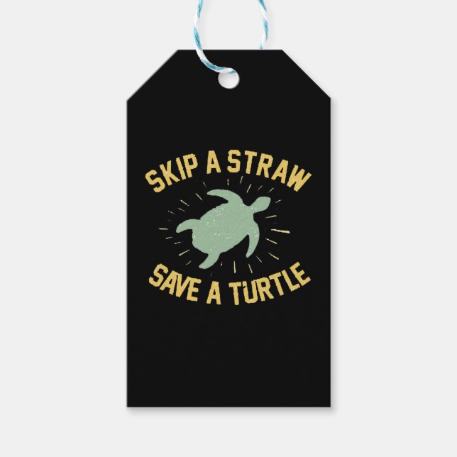 Étiquettes-cadeau Sauter une paille Sauter une tortue (Devant)
