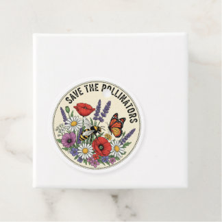 Étiquettes Cadeau Sauver le pollinisateur avec abeille, papillon et