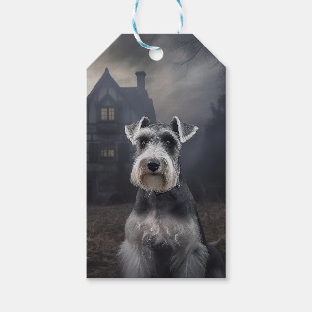 Étiquettes-cadeau Scandale d'Halloween Schnauzer Miniature (Devant)