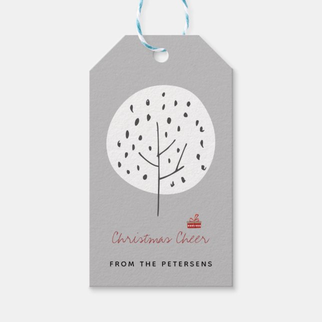Étiquettes-cadeau Scandinave moderne saison de vacances d'hiver gris (Devant)