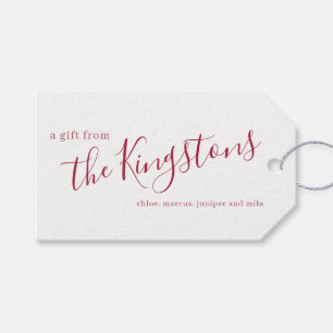 Étiquettes-cadeau Scarlet Nom de famille Script Cadeaux Tags