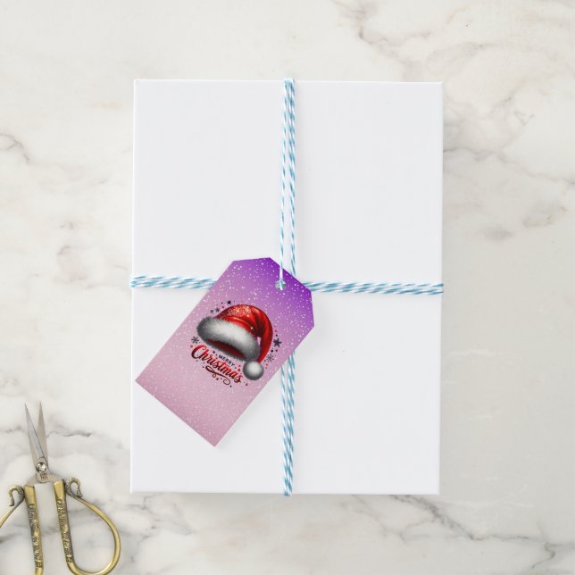 Étiquettes-cadeau Scarlet Santa Hat Glow  (Avec de laficelle)
