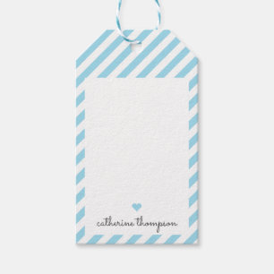 Étiquettes-cadeau Scénario féminin moderne Blue Aqua Heart Girl Cu