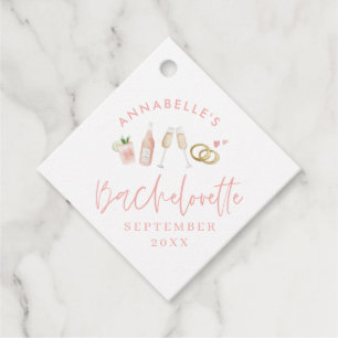 Étiquettes Cadeau Scène champagne rose moderne girly script bachelor