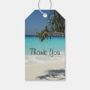 Étiquettes-cadeau Scène de plage Tropical Blue Ocean Merci photo