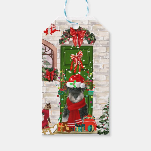 Étiquettes-cadeau Schnauzer Chien Noël (Devant)