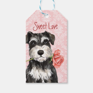 Étiquettes-cadeau Schnauzer de rose de Valentine mini
