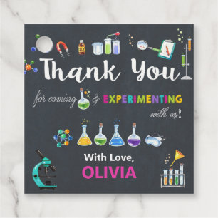 Étiquettes Cadeau Science fête d'anniversaire fille Merci