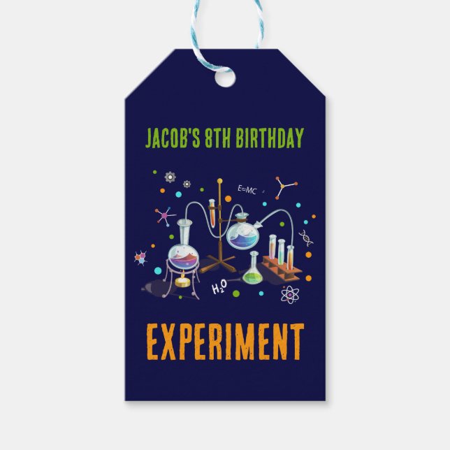 Étiquettes-cadeau Science Invitations d'anniversaire (Devant)