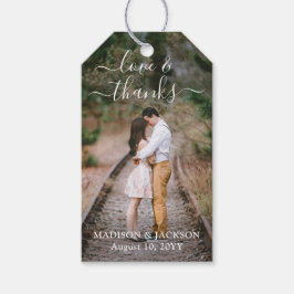 Étiquettes-cadeau Script Amour et Remerciements 2 Photo Mariage Reme