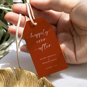 Étiquettes-cadeau Script de mariage Happily Ever After Terracotta Ru