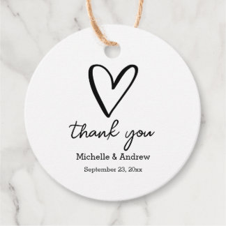 Étiquettes Cadeau Script de Merci du coeur mignon | Mariage minimal