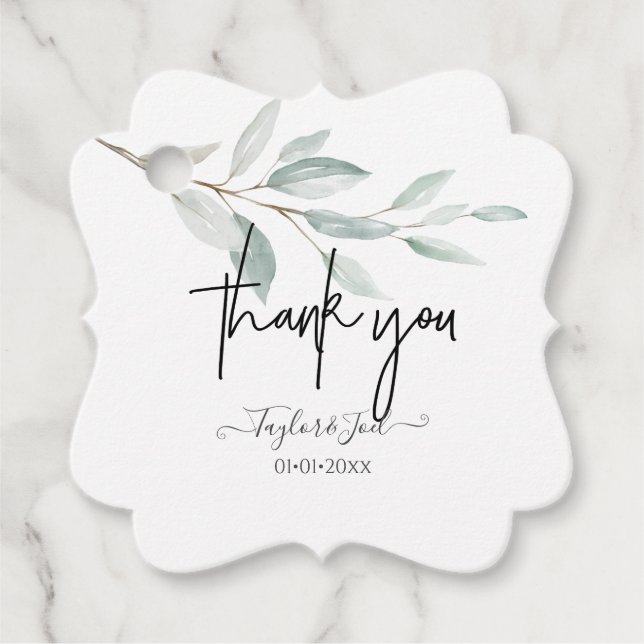 Étiquettes Cadeau Script de signature du Merci de grignons bleu fonc (Devant)