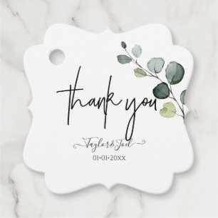 Étiquettes Cadeau Script de signature Merci Eucalyptus PixDezines