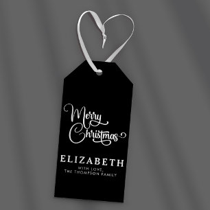 Étiquettes-cadeau Script élégant personnalisé Joyeux Noël personnali