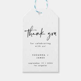 Étiquettes-cadeau Script géométrique blanc noir minimal manuscrit