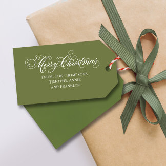 Étiquettes-cadeau Script Green Joyeux Noël