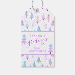 Étiquettes-cadeau Script JOYEUSES FÊTES des arbres de Noël modernes