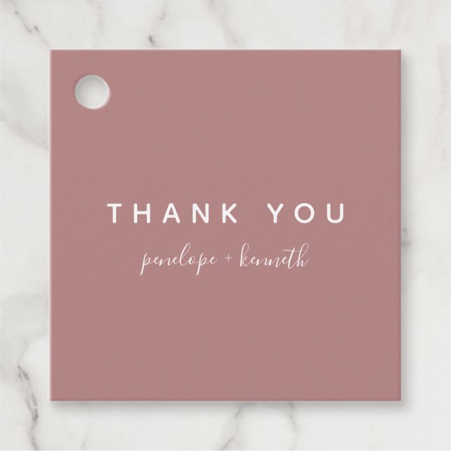 Étiquettes Cadeau Script minimaliste Mariage moderne | Dusty Rose (Devant)
