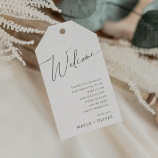 Étiquettes-cadeau Script minimaliste Whimsical | Bienvenue Mariage