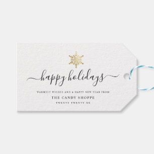 Étiquettes-cadeau Script moderne Gold Snowflon Vacances d'affaires