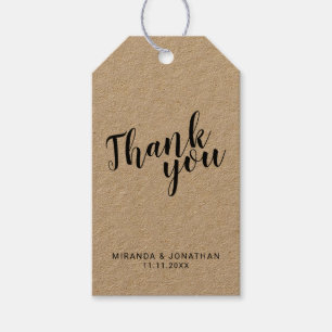 Étiquettes-cadeau Script moderne Kraft Papier Mariage Favoriser Merc