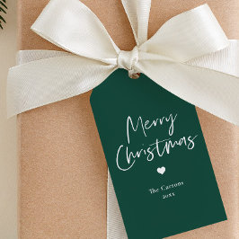 Étiquettes-cadeau Script moderne Noël vert