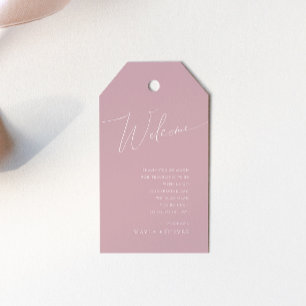 Étiquettes-cadeau Script Whimsical Dusty Rose Mariage Bienvenue