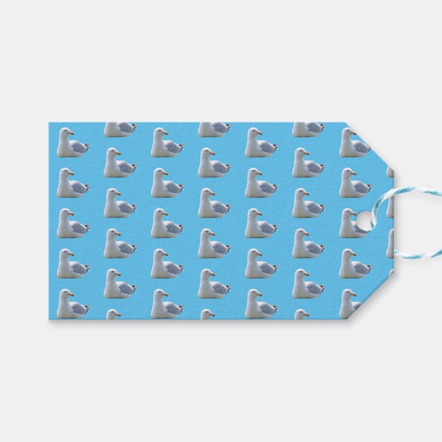 Étiquettes-cadeau Seagull Pose En Bleu Ciel (Devant (Horizontal))