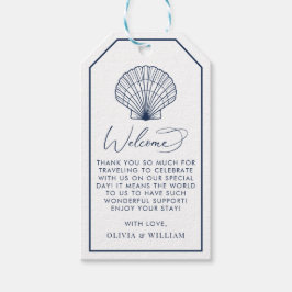 Étiquettes-cadeau Seashell Marine Blue Beach Mariage Bienvenue