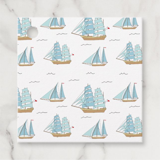 Étiquettes Cadeau Seatime été Cute yachts avec voile (Devant)