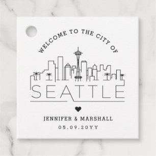 Étiquettes Cadeau Seattle Skyline   Accueil Mariage
