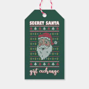 Étiquettes-cadeau Secret Père Noël Cadeau Échange Sweater Holiday Fa