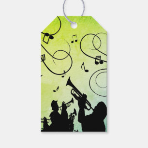 Étiquettes-cadeau Section Trumpet Jazz Music Green