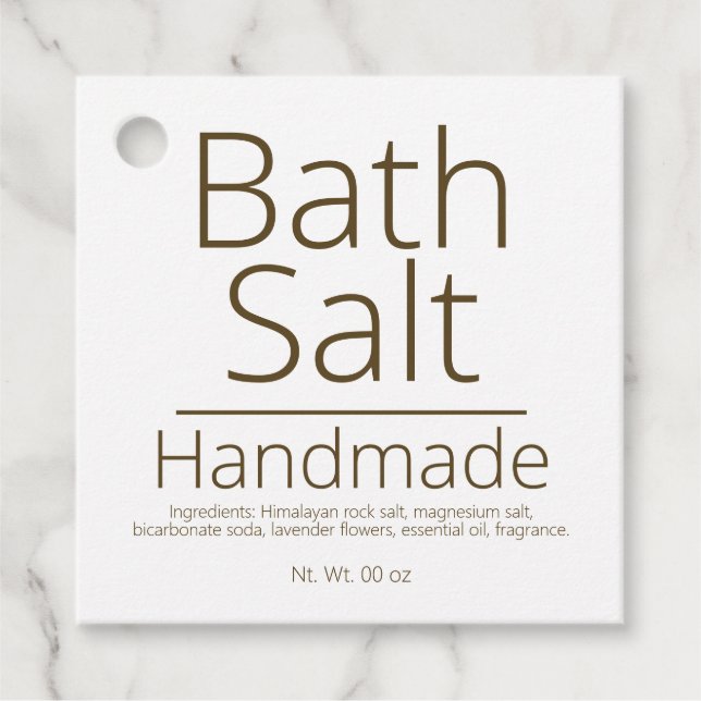 Étiquettes Cadeau Sel de bain simple et sophistiqué Hobby d'affaires (Devant)