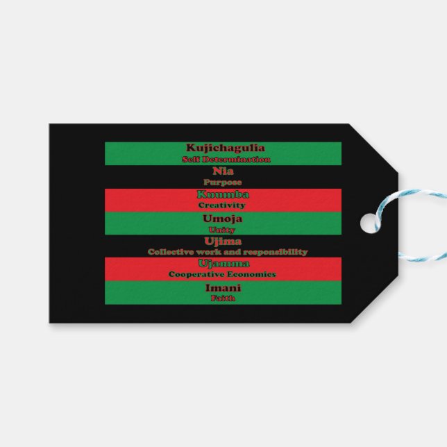 Étiquettes-cadeau Sept principes de Kwanzaa (horizontal) (Devant (Horizontal))