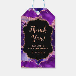 Étiquettes-cadeau Séquins rose pourpre foncé Agate Anniversaire Merc