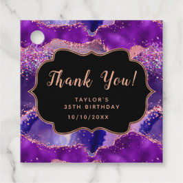 Étiquettes Cadeau Séquins rose pourpre foncé Agate Anniversaire Merc