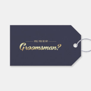 Étiquettes-cadeau Serez-vous mon Groomsman ? Marine Blue Gold