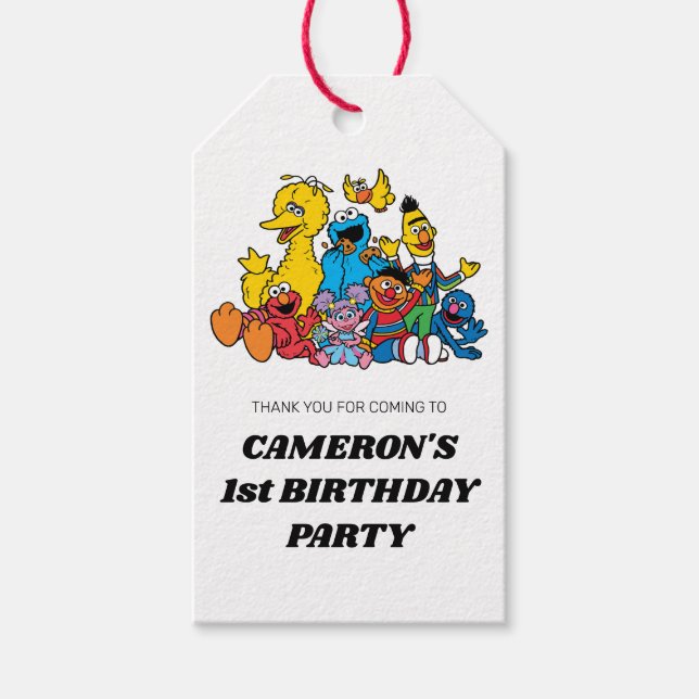 Étiquettes-cadeau Sesame Street Pals Anniversaire Merci (Devant)
