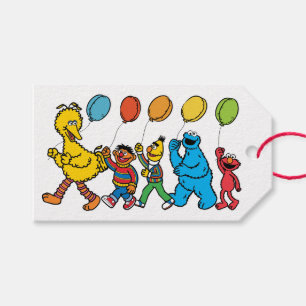 Étiquettes-cadeau Sesame Street Pals Balloons Anniversaire Merci