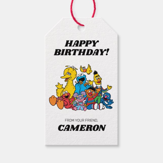 Étiquettes-cadeau Sesame Street Pals Joyeux Anniversaire De (Devant)