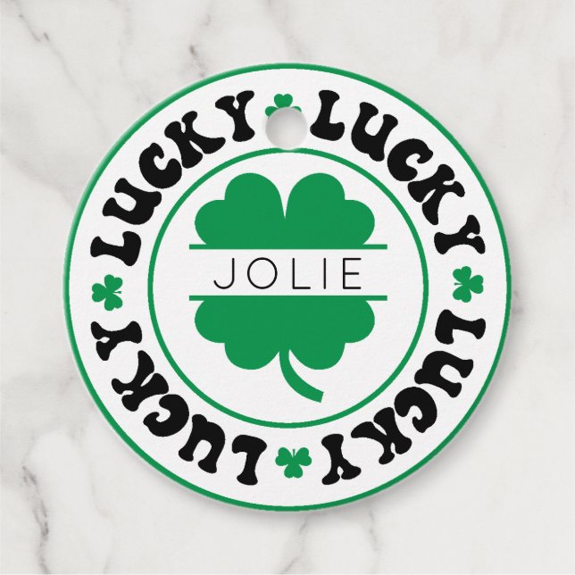 Étiquettes Cadeau Shamrock de la chance St. Patrick's Day (Devant)