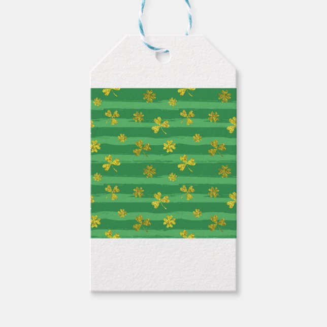 Étiquettes-cadeau shamrock d'or st patrick (Devant)
