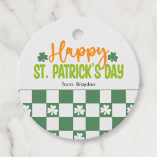 Étiquettes Cadeau Shamrock vert carrés Saint Patrick's Day